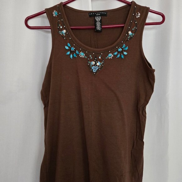 Brown beaded tank top - Picture 1 of 6